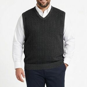 Dockers Men's Vest, Size XXL - Charcoal Gray with Herringbone Pattern